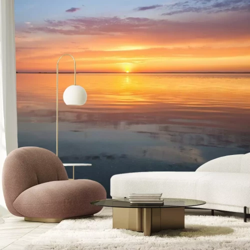 Fotobehang Spectaculaire zonsondergang boven de zee