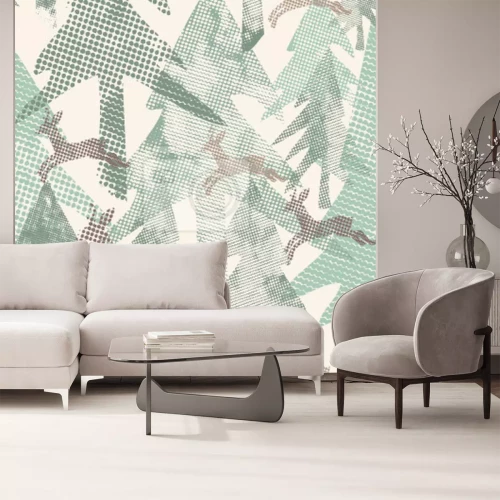 Fotobehang Bosmotief met een hert, Link opent op behang