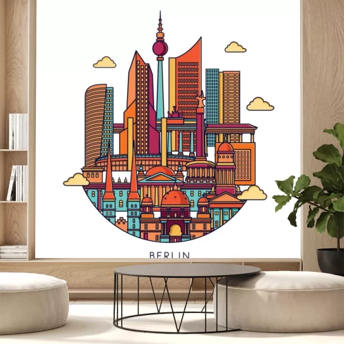 Sticker Berlijnse skyline. Vector lijn illustratie
