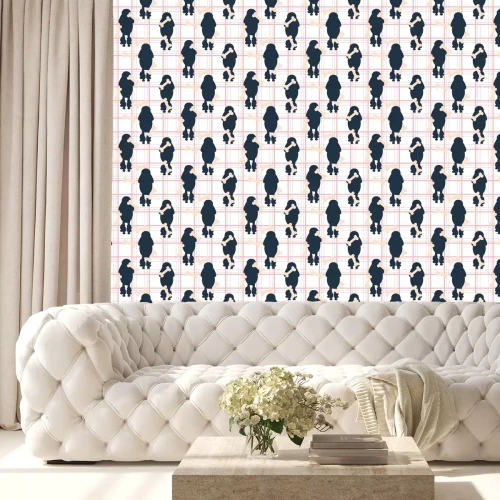 Behang Poedel honden op geruite achtergrond