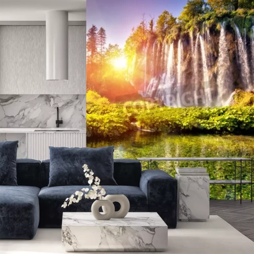 Fotobehang Tropisch gebied met waterval