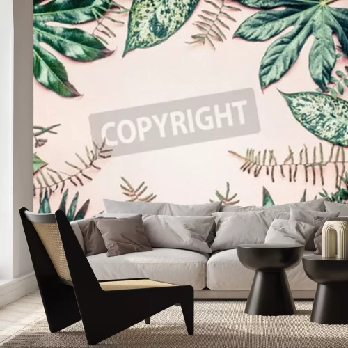 Fotobehang Frame van groene bladeren