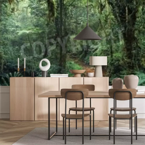 Fotobehang Donkere jungle in 3D