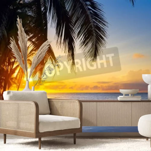 Fotobehang Zonsopgang aan een tropische zee