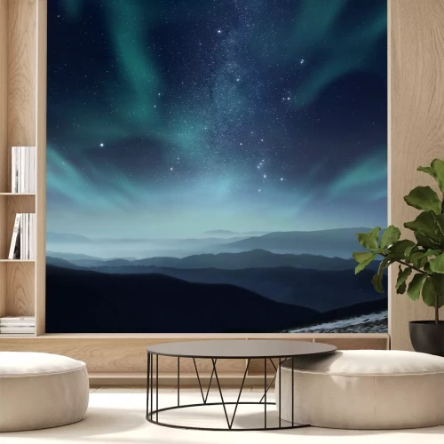 Fotobehang Sterren en poollicht
