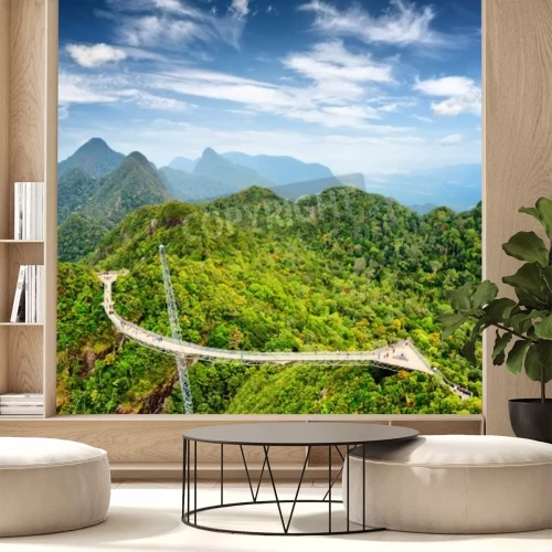 Fotobehang Uitkijkbrug over de jungle