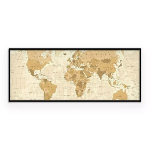 Poster Politieke wereldkaart in bruintinten