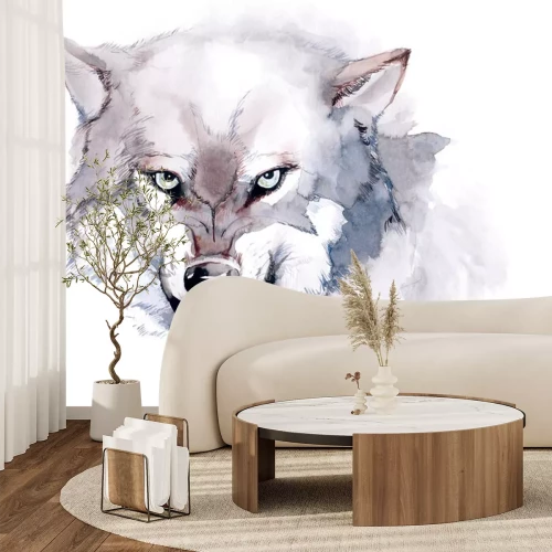 Sticker Illustratie van een wolf in aquarel