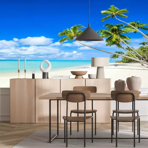 Fotobehang Exotisch eiland en palmbomen