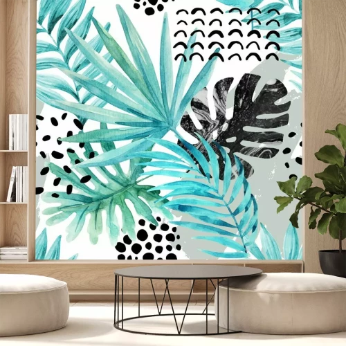 Fotobehang Blauw motief met natuur