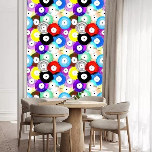 Behang Naadloze vinyl records achtergrond patroon, vector illustratie