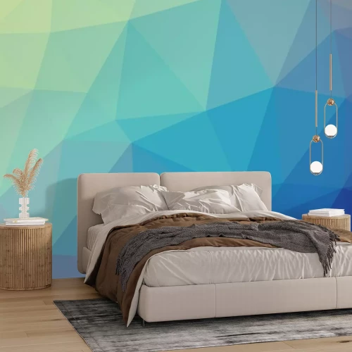 Fotobehang Geometrische achtergrond in een blauwgroene tint