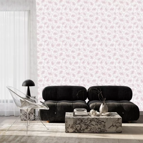 Behang Pastelkleurige rozen overlappende bloemen