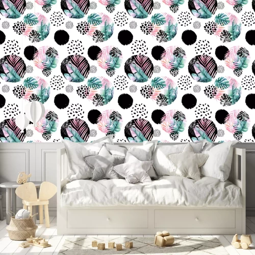 Behang Abstract natuurlijk naadloos patroon geïnspireerd door memphis stijl.