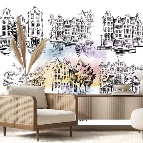 Sticker Amsterdam architecrture schets