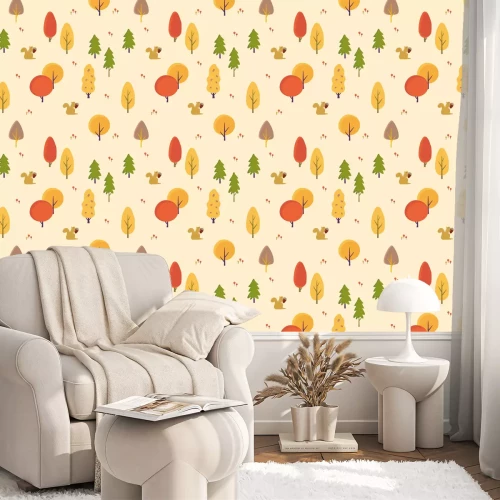 Behang Eekhoorns in het herfstbos