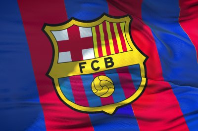 Poster Wapperende vlag van de voetbalclub van Barcelona