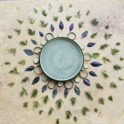 Fotobehang Bladeren gerangschikt in een cirkel