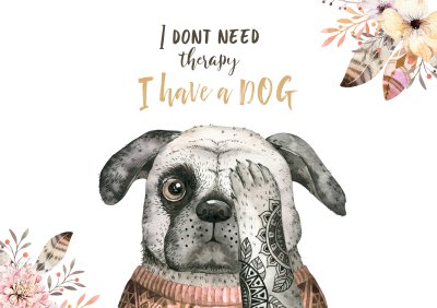 Poster Een hond die zijn oog bedekt