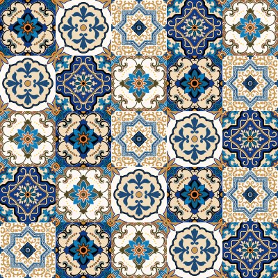 Fotobehang Marokkaans ornament in een blauwe tint