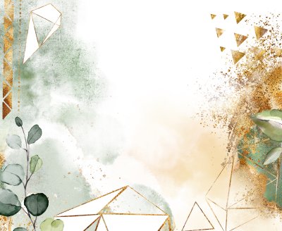 Fotobehang Glamourbladeren en geometrische vormen