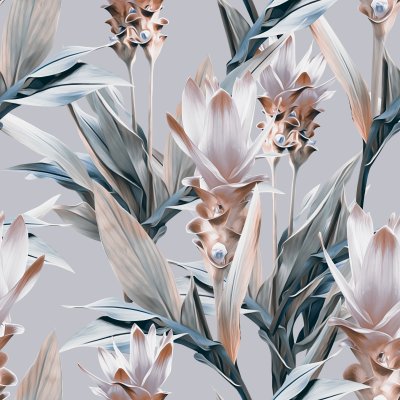 Behang Exotisch bloemenpatroon. Artistieke achtergrond.