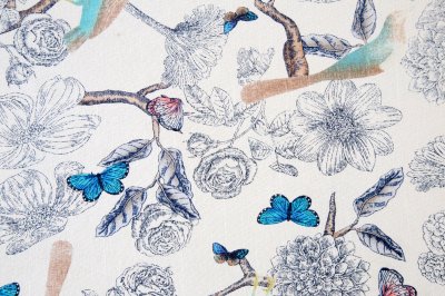 Fotobehang Patroon met natuur en vlinders