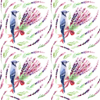 Fotobehang Vogels en bloemen in een boeket