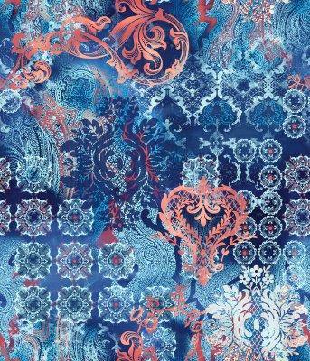 Fotobehang Etnisch blauw patroon