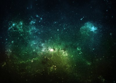 Fotobehang Groene nevel in de ruimte