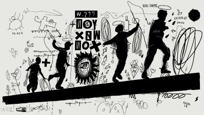 Fotobehang Zwart-wit graffiti