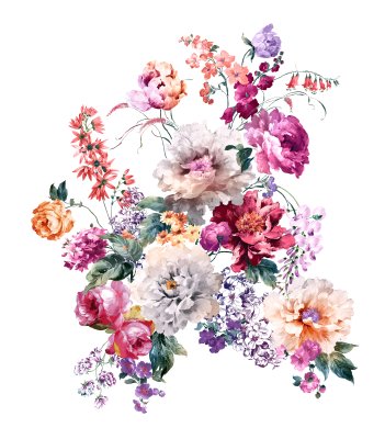 Sticker Vintage bloemen op een romantische compositie