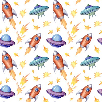 Behang Raketten, ruimteschepen en sterren