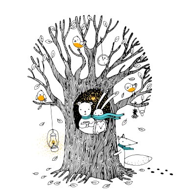 Sticker Boom- en bosdieren