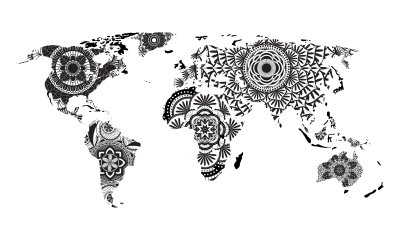 Sticker Mandala Wereldkaart Vector