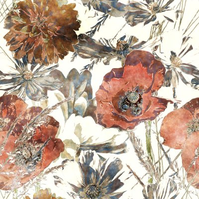 Sticker Bloemen weergegeven in retrostijl