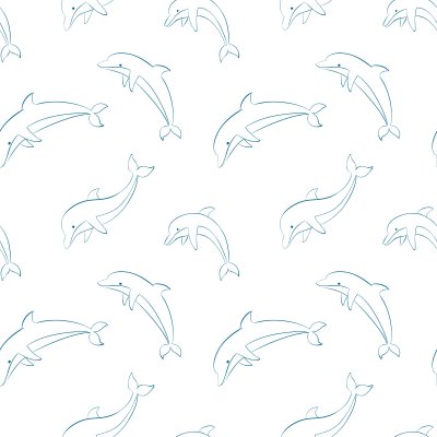 Sticker Vector naadloos patroon met dolfijnen / het springen van dolfijnen contour naadloos patroon / dolfijnen vector illustratie / textiel dolfijnen patroon / inpakpapier dolfijnen achtergrond / dolfijnen h