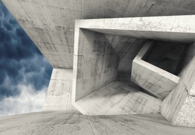 Fotobehang 3D illustratie met betonblokken