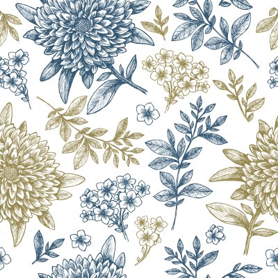 Behang Bloemenschets