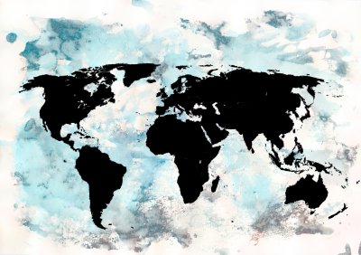 Sticker Zwarte wereldkaart op een abstracte achtergrond