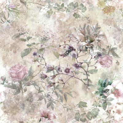 Fotobehang Groene wijnstokken op de textuur van de muur