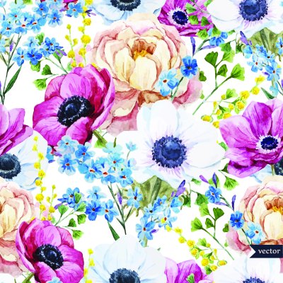 Sticker Bloemen op een veldsamenstelling