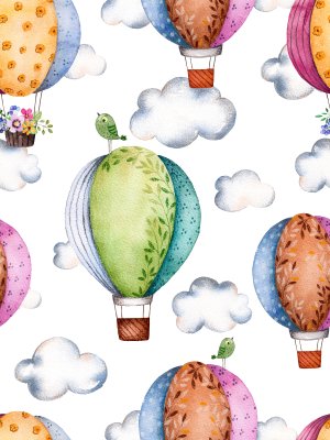 Behang Kleurrijke vliegende ballonnen