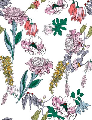 Sticker Bloemen in botanische stijl