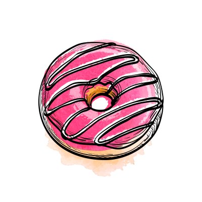 Sticker Hand getekend vectorillustratie van donut.