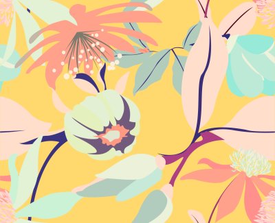 Sticker Bloemen op een moderne illustratie