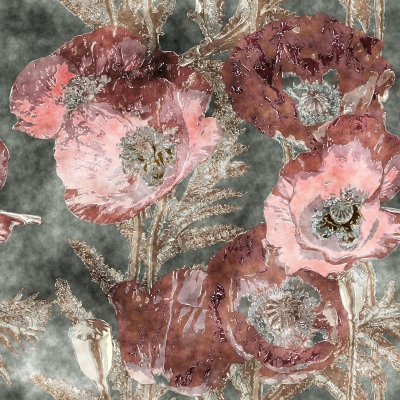 Behang Klaprozen op een oud schilderij