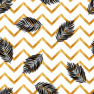 Fotobehang Geometrisch patroon met bladeren