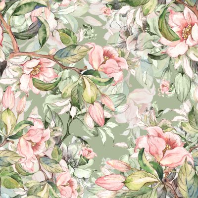 Behang Lentetakken en bloeiende bloemen