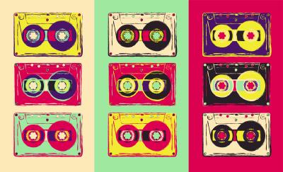 Fotobehang Pop art cassettebandjesset
